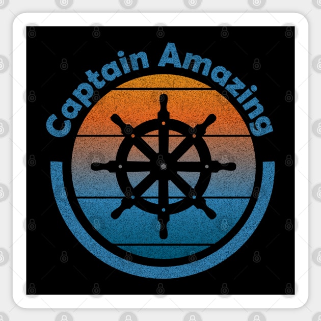 Captain Amazing at the Helm Sailing Sticker by eighttwentythreetees